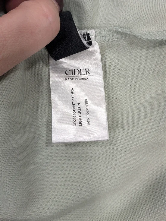 Woven Square Neck Solid Midi Dress In Moss Green From Cider Sz 1XL - Picture 11 of 16